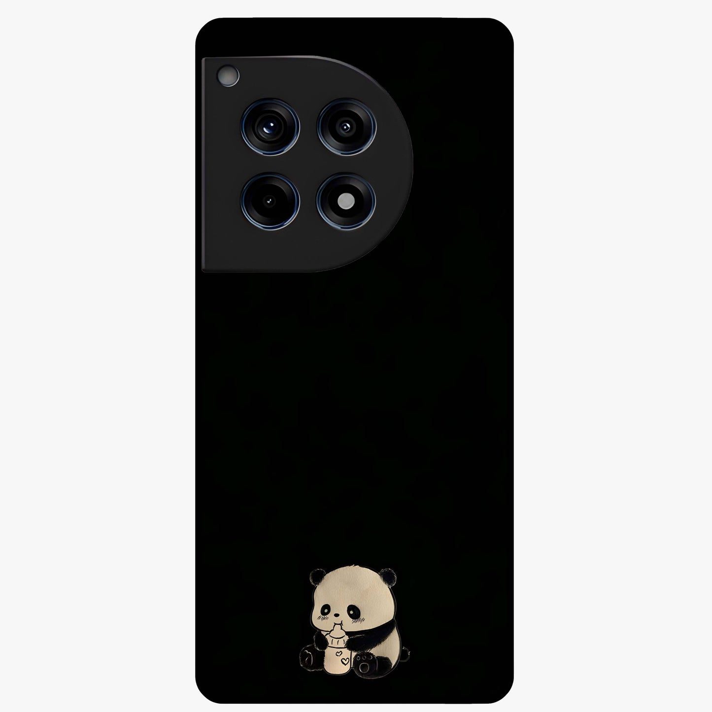 Midnight Panda Love Glass Case for 1+12R adorable front view featuring cute panda artwork on dark background