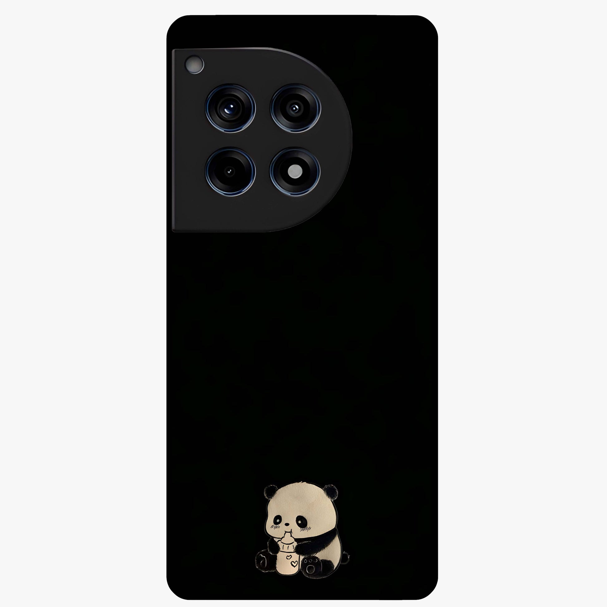 Midnight Panda Love Glass Case for 1+12R adorable front view featuring cute panda artwork on dark background