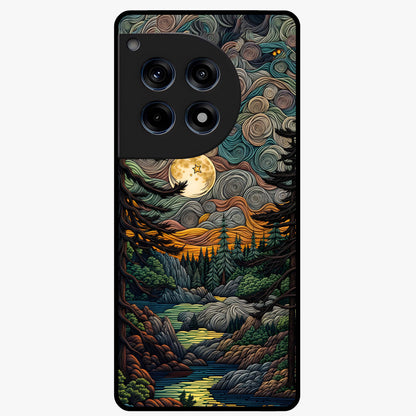 Moonlight Forest Dream Glass Case for 1+12R dreamy front view featuring forest artwork under glowing moonlight