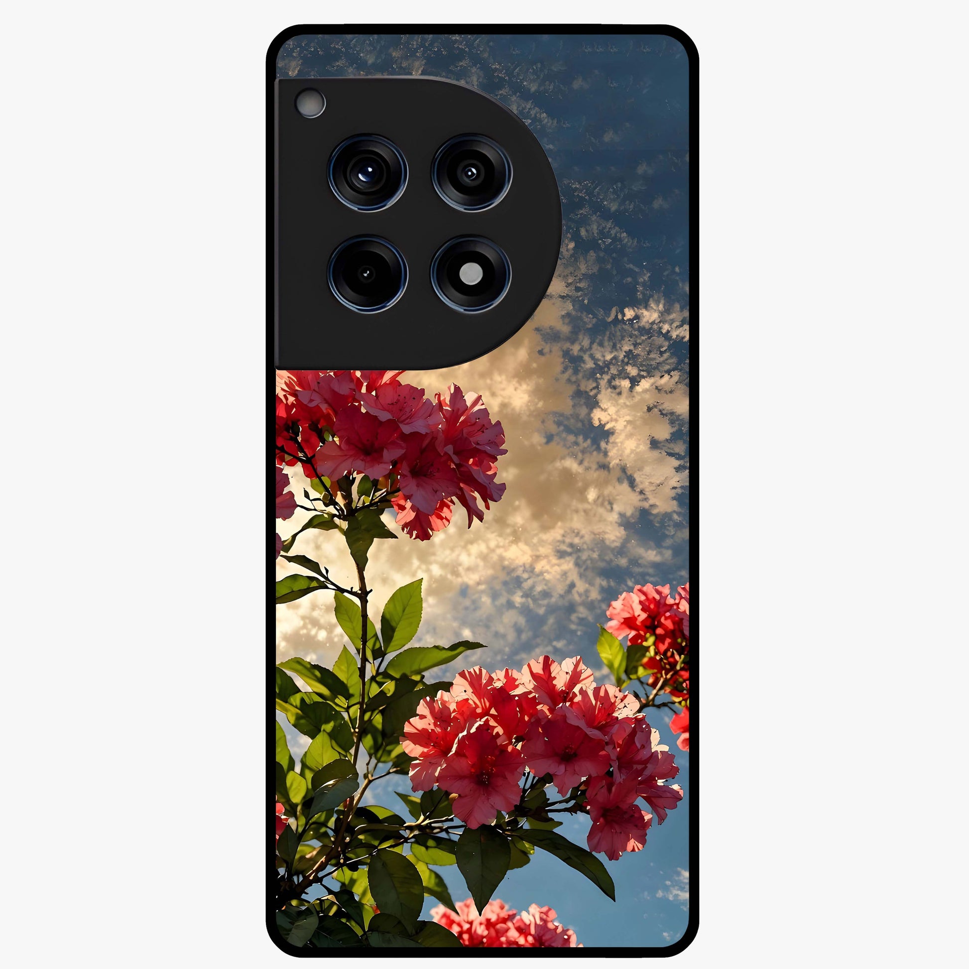 Moonlit Blossom Charm Glass Case for 1+12R elegant front view featuring floral artwork under soft moonlight tones