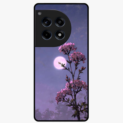 Moonlit Petal Night Glass Case for 1+12R elegant front view featuring floral artwork glowing in night tones