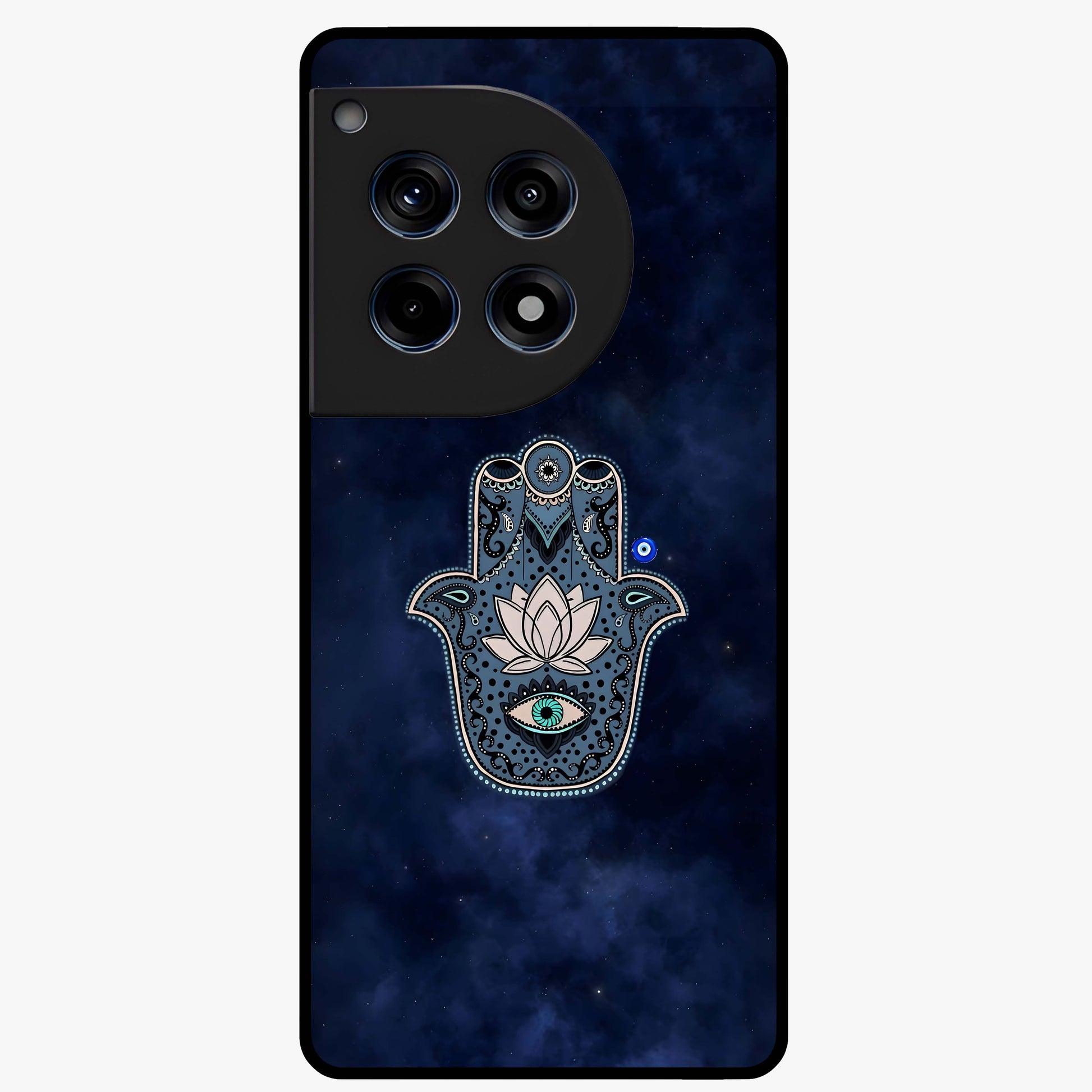 Mystic Calm Shield Glass Case for 1+12R serene front view featuring symbolic shield artwork in calming tones