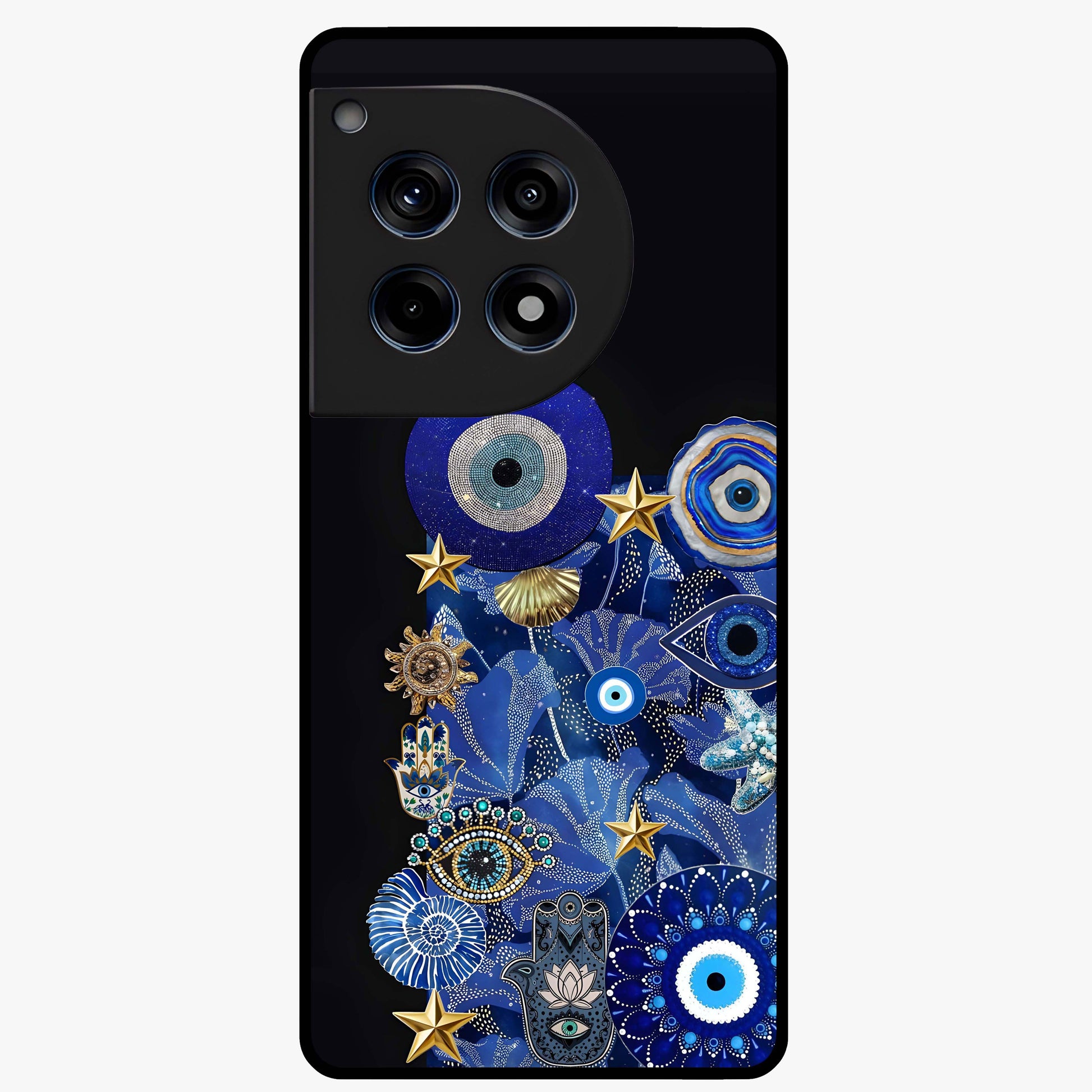 Mystic Ocean Eye Glass Case for 1+12R vibrant front view featuring ocean inspired eye artwork in blue tones
