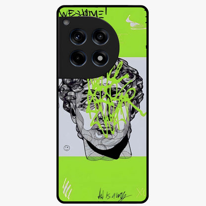 Neo Graffiti Rebellion Glass Case for 1+12R edgy front view featuring bold graffiti style artwork