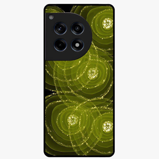 Neon Orbit Bloom Marble Glass Case for 1+12R artistic front view featuring marble texture with neon orbit accents