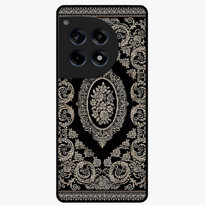 Noir Bloom Elegance Glass Case for 1+12R elegant front view featuring dark floral artwork in noir tones