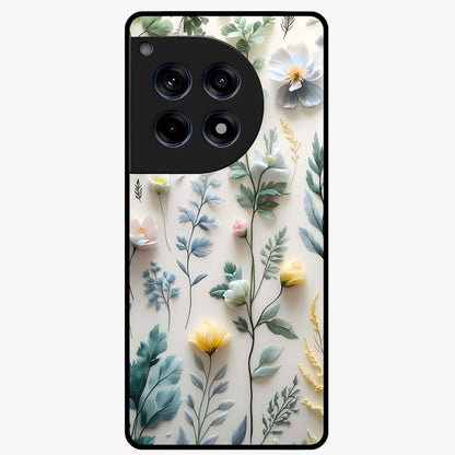 Pastel Garden Whispers Glass Case for 1+12R soft front view featuring delicate pastel floral artwork