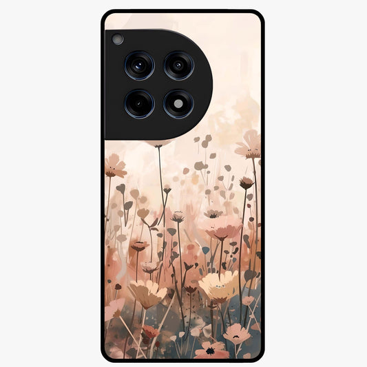Pastel Wildflowers Glass Case for 1+12R cheerful front view featuring colorful wildflower artwork in pastel tones