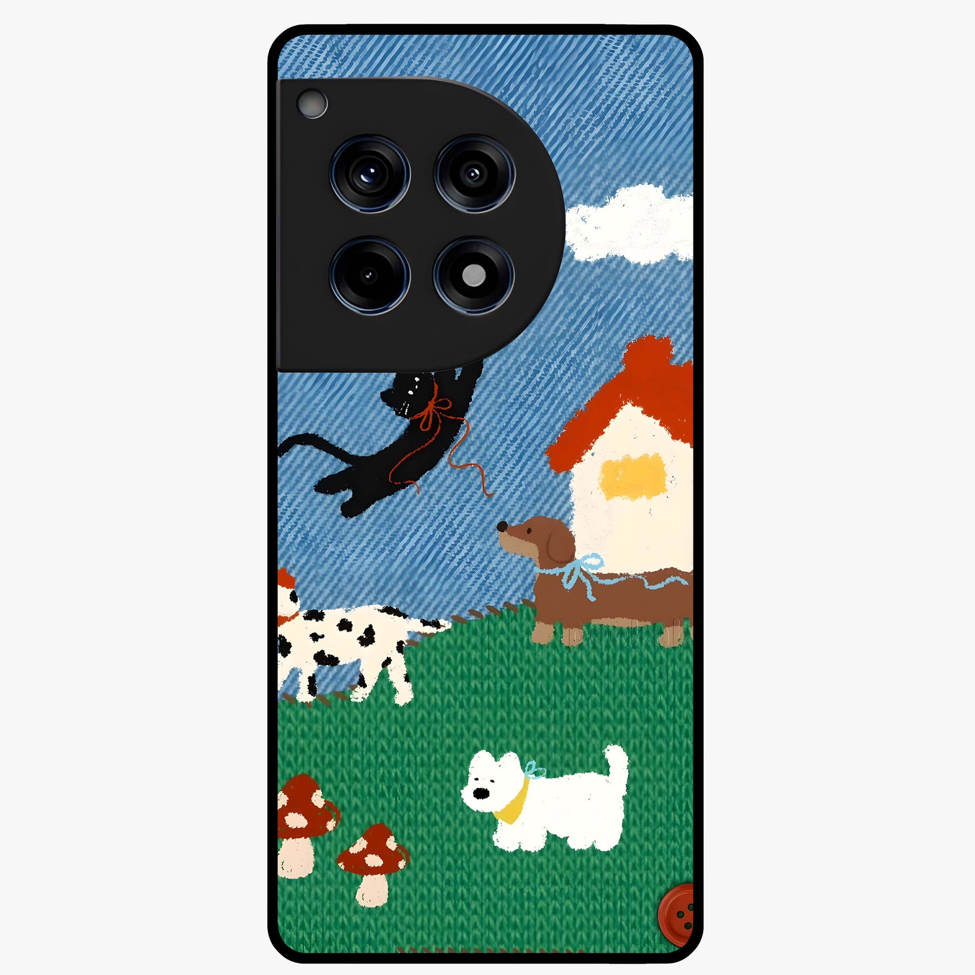 Pet Adventures Glass Case for 1+12R playful front view featuring cute pet themed artwork
