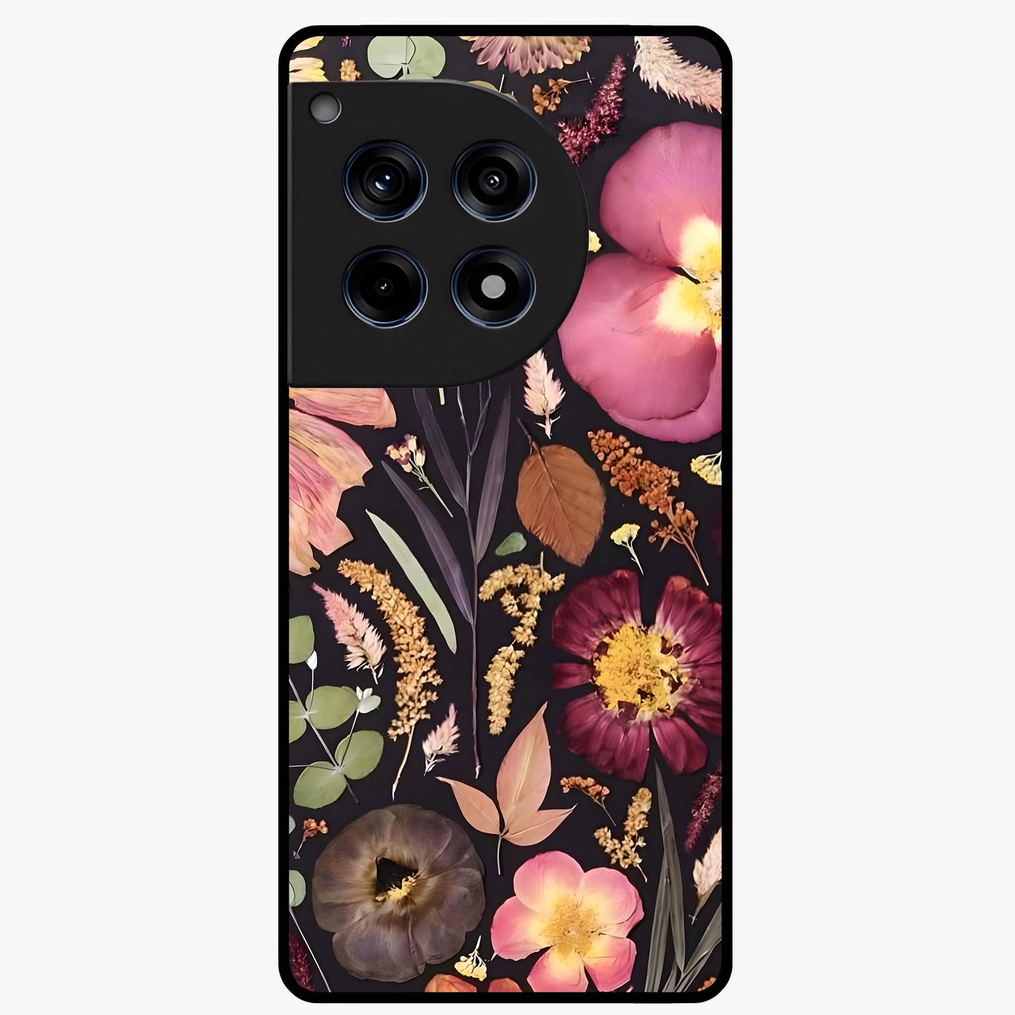 Petal Dream Tapestry Glass Case for 1+12R elegant front view featuring intricate floral tapestry artwork