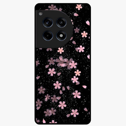 Pink Flower Black Background Glass Case for 1+12R striking front view featuring vibrant pink flower on dark backdrop