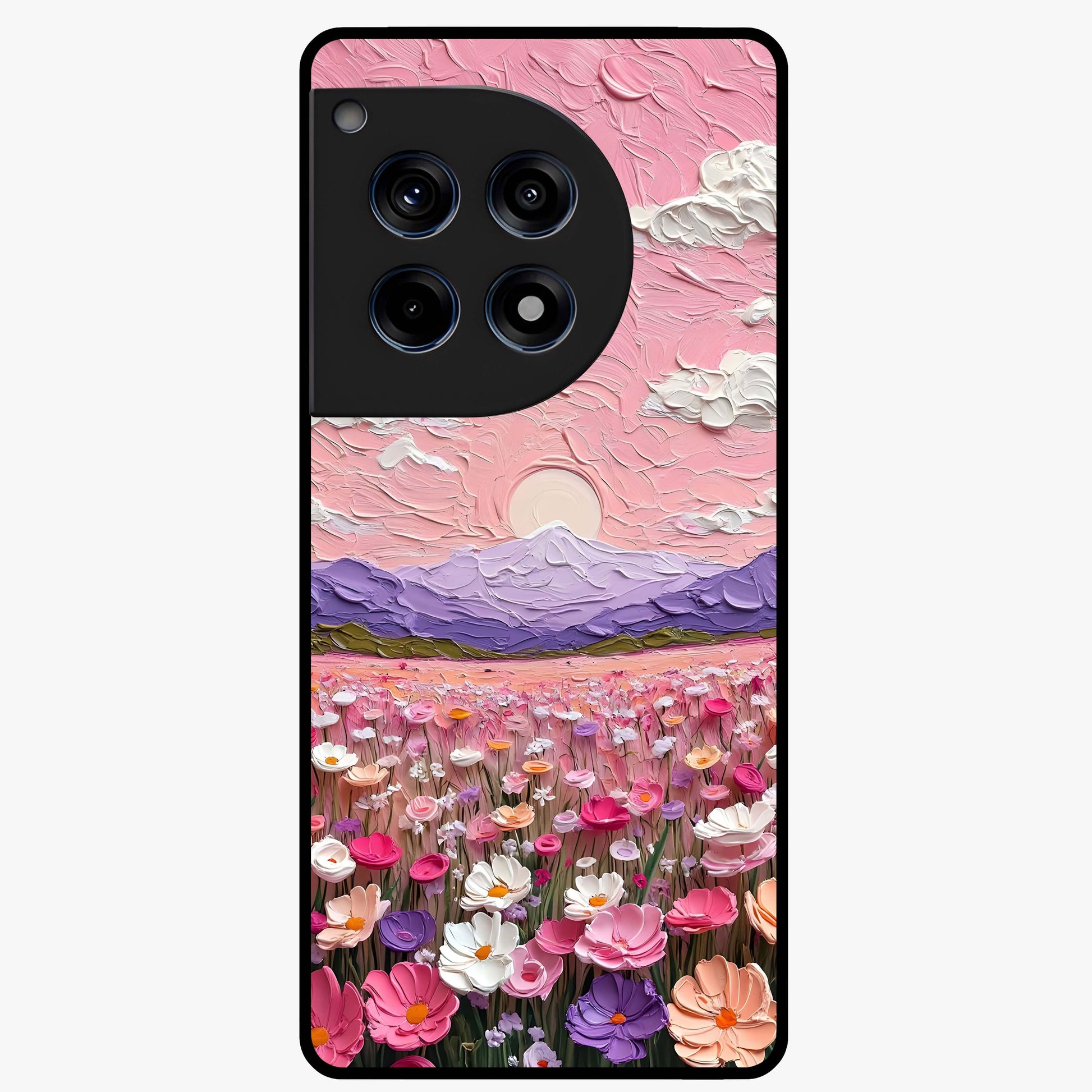 Pink Pastel Groovy Art Glass Case for 1+12R playful front view featuring groovy retro artwork in pastel pink tones
