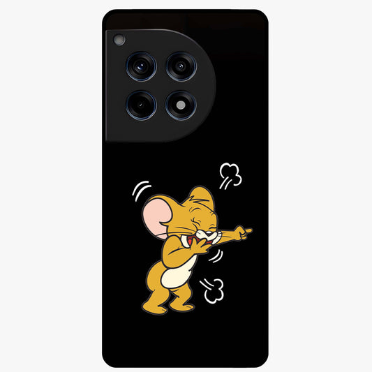 Playful Jerry Vibes Glass Case for 1+12R cheerful front view featuring animated cartoon artwork with playful energy