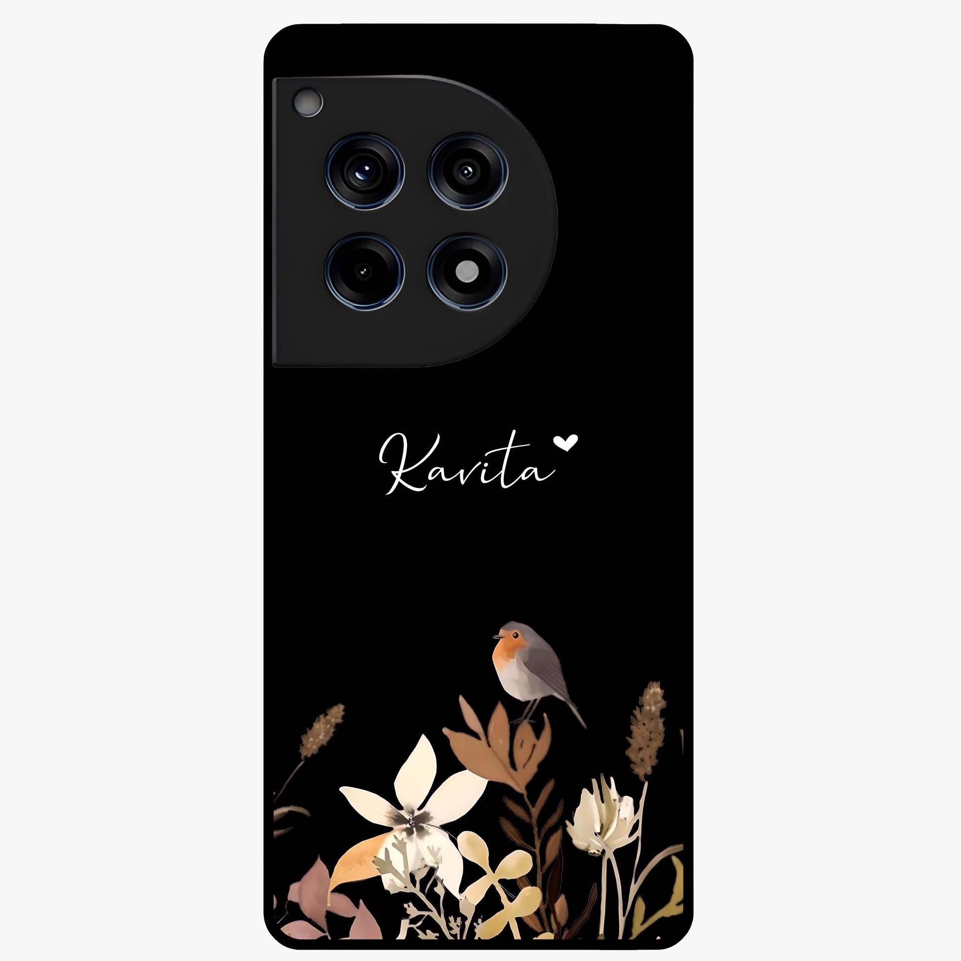 Quiet Garden Tune Glass Case for 1+12R serene front view featuring peaceful floral garden artwork