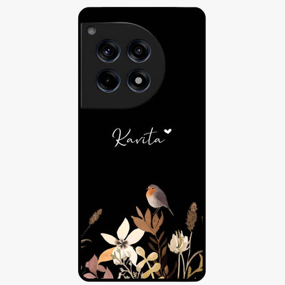 Quiet Garden Tune Glass Case for 1+12R serene front view featuring peaceful floral garden artwork