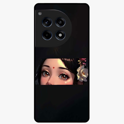 Radha Divine Embrace Glass Case for 1+12R devotional front view featuring graceful Radha inspired artwork
