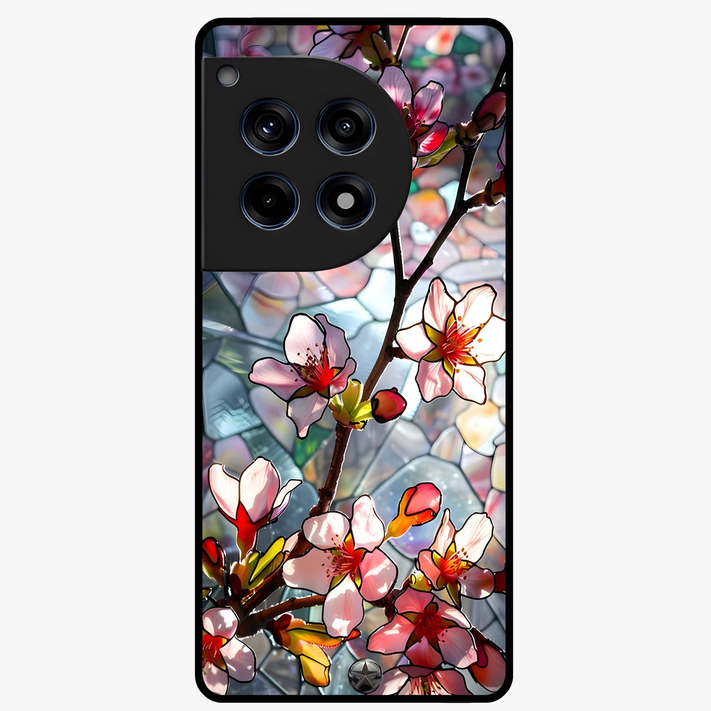 Radiant Bloom Glow Glass Case for 1+12R vibrant front view featuring glowing floral artwork in warm tones