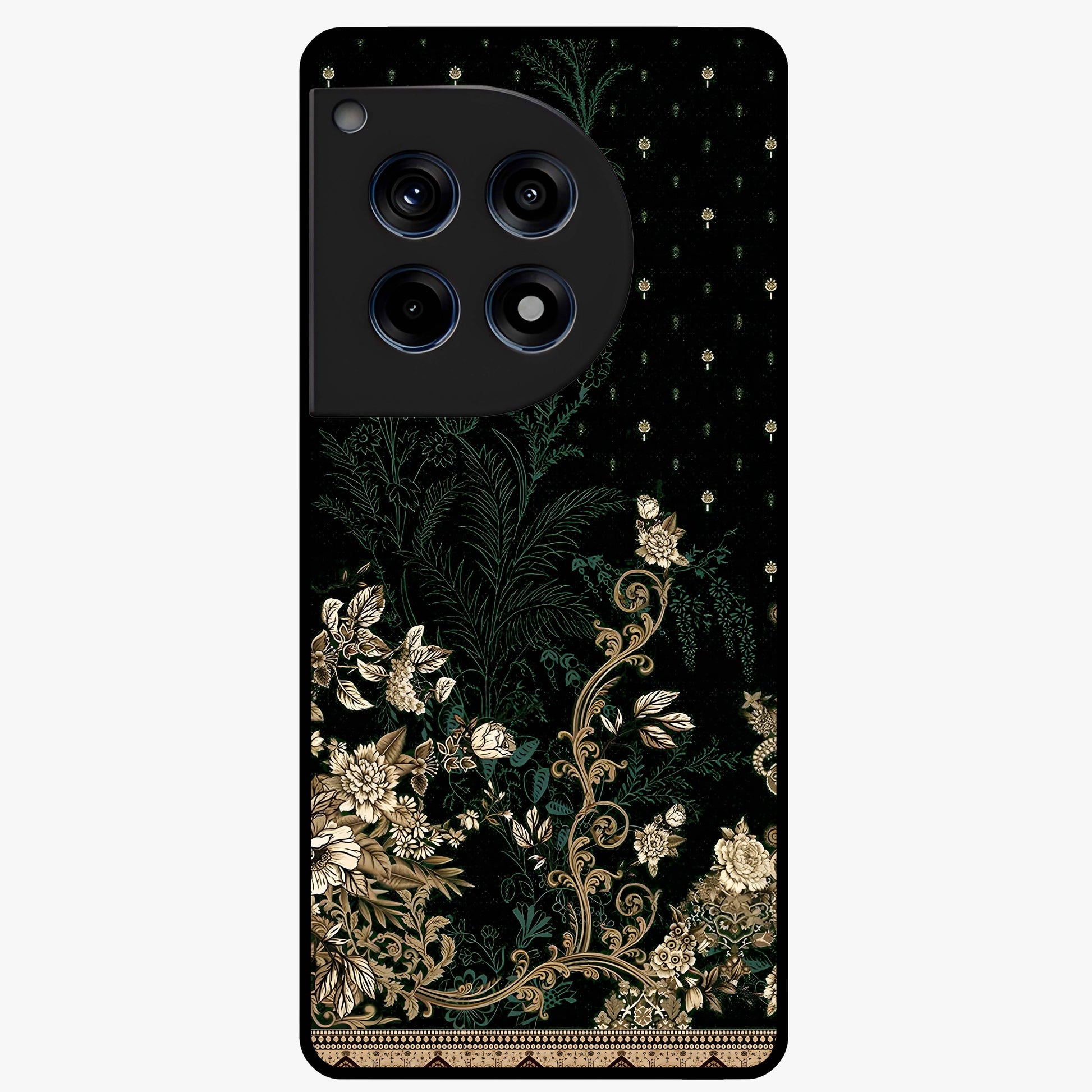 Regal Botanical Tapestry Glass Case for 1+12R luxurious front view featuring intricate botanical tapestry artwork