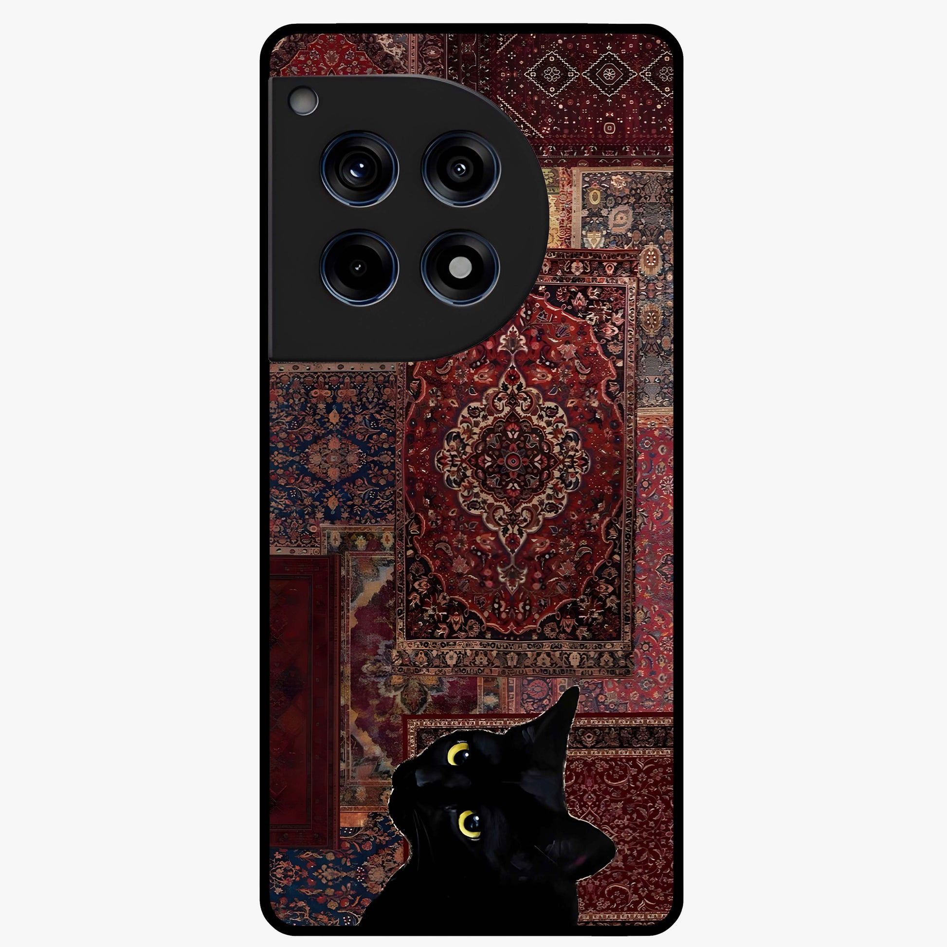 Regal Magic Cat Apple Glass Case for 1+12R playful front view featuring charming cat artwork with whimsical theme