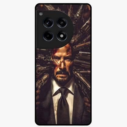 Relentless Shadow Assassin Glass Case for 1+12R intense front view featuring dark warrior inspired artwork