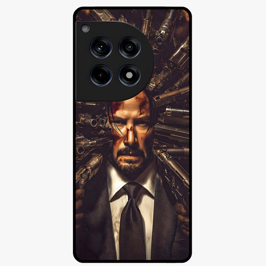 Relentless Shadow Assassin Glass Case for 1+12R intense front view featuring dark warrior inspired artwork