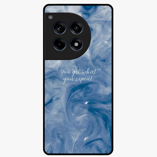 Repeat Your Destiny Glass Case for 1+12R motivational front view featuring bold typography artwork