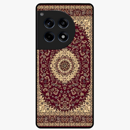 Royal Maroon Heritage Glass Case for 1+12R bold front view featuring intricate heritage pattern artwork in maroon tones