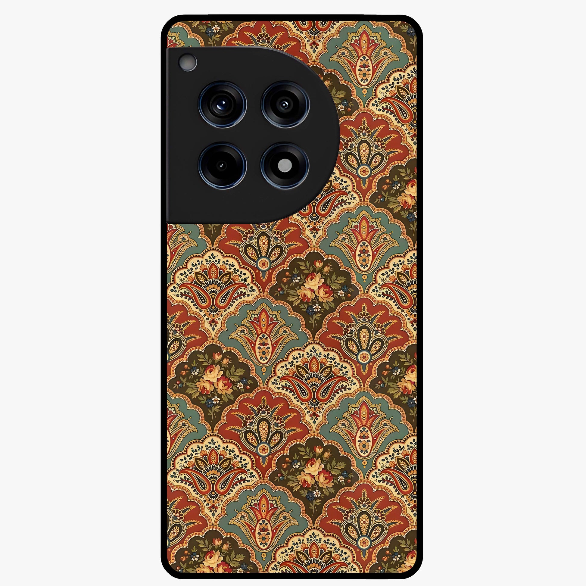 Royal Threadwork Glass Case for 1+12R elegant front view featuring embroidered threadwork inspired artwork