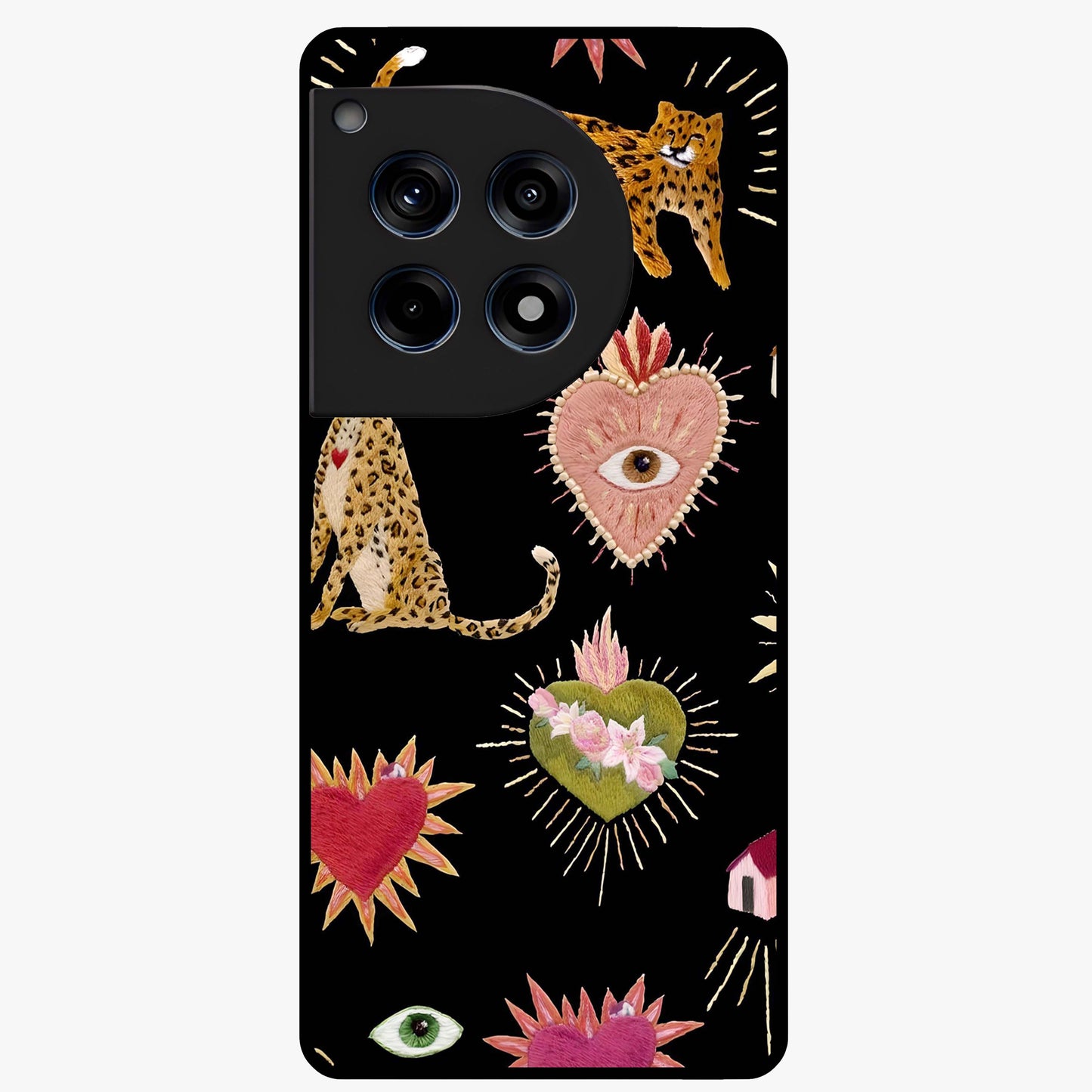 Sacred Jungle Heart Glass Case for 1+12R vibrant front view featuring jungle inspired artwork with symbolic heart accents