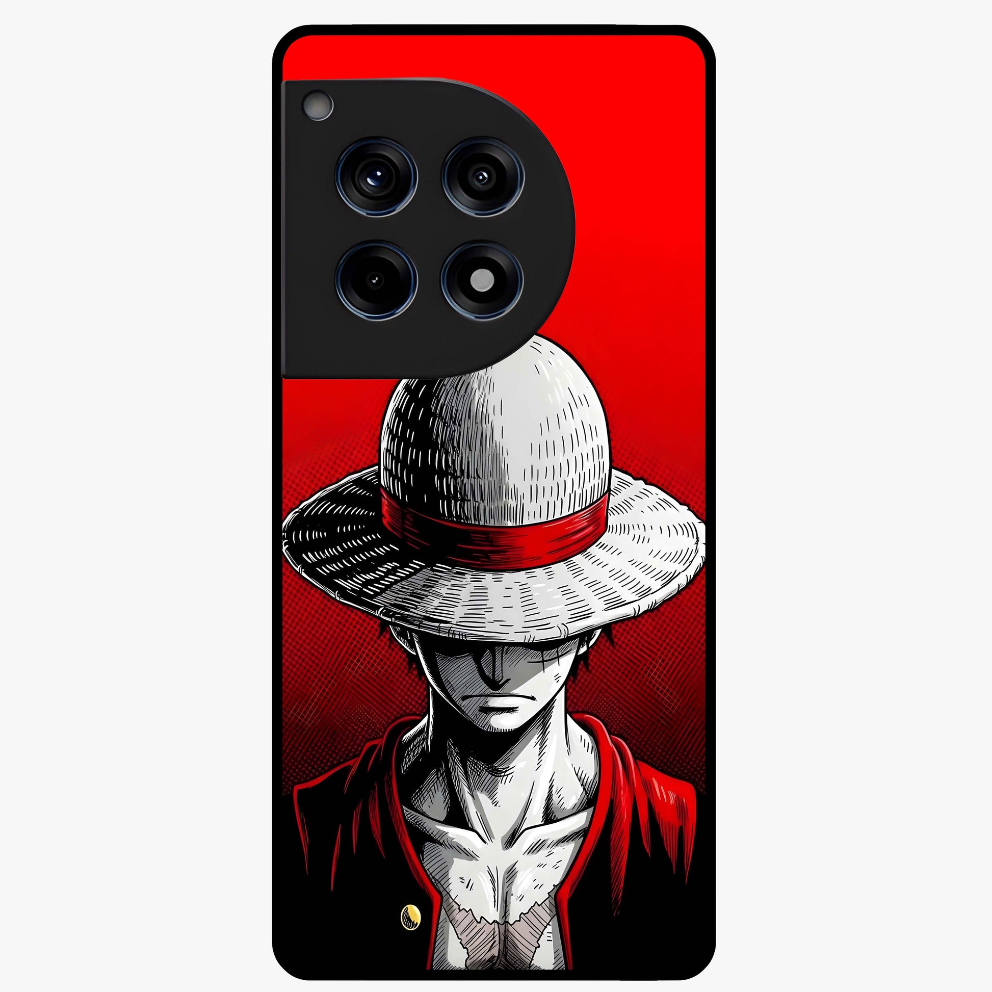 Scarlet Pirate Resolve Glass Case for 1+12R bold front view featuring pirate themed artwork in red hues