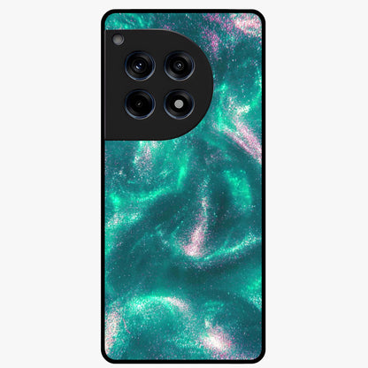 Shimmering Nebula Waves Glass Case for 1+12R vibrant front view featuring cosmic wave artwork in glowing tones