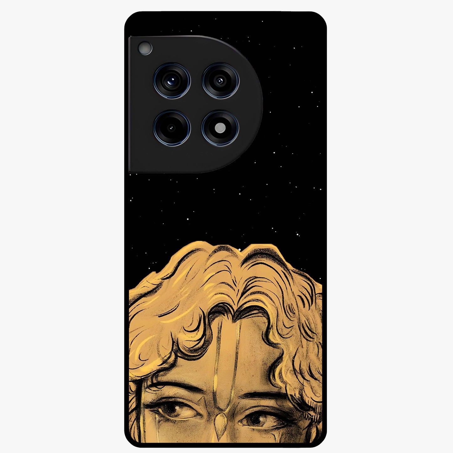 Shri Krishna Art Glass Case for 1+12R devotional front view featuring detailed Krishna inspired artwork