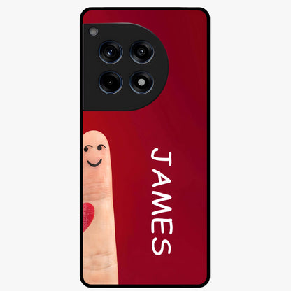 Smiling Heart Bond Glass Case for 1+12R cute front view featuring playful heart themed artwork