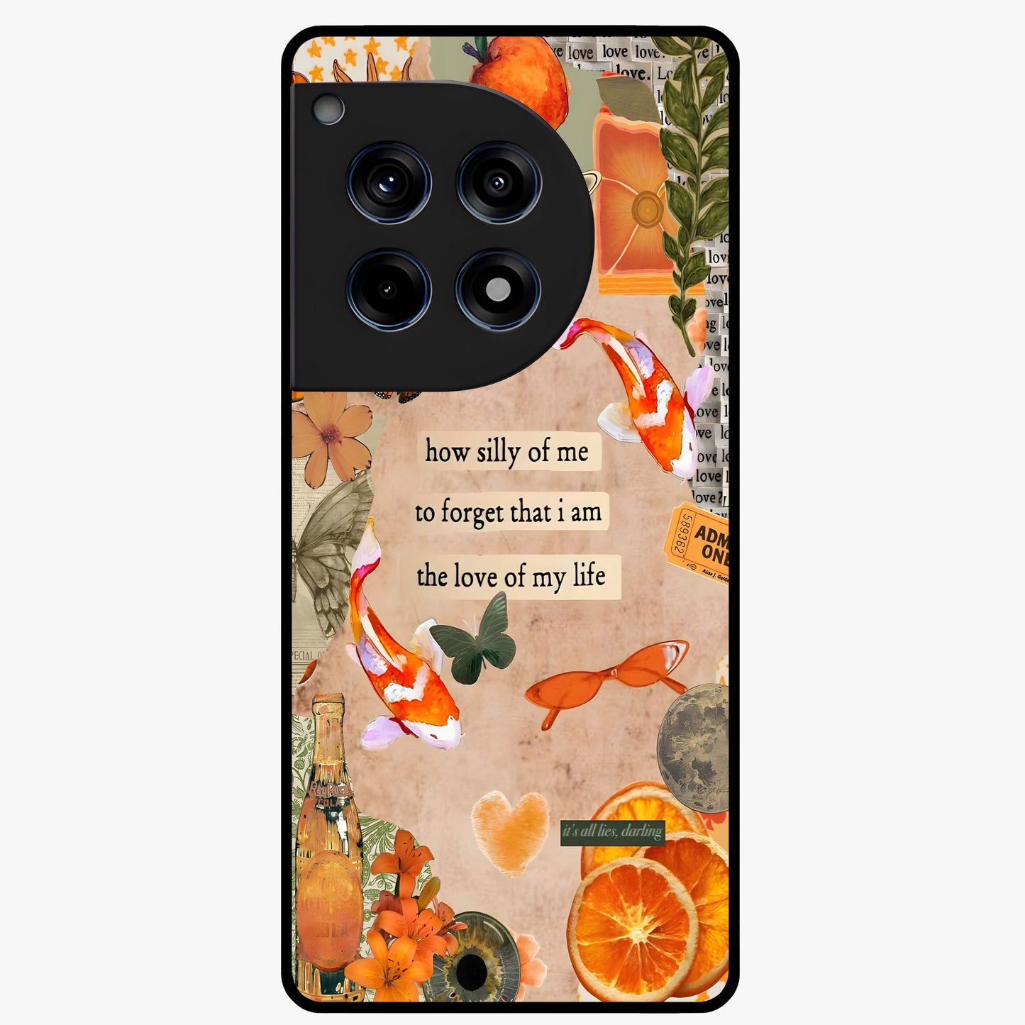 Soft Chaos Aesthetic Glass Case for 1+12R artistic front view featuring abstract chaotic artwork in soft pastel tones