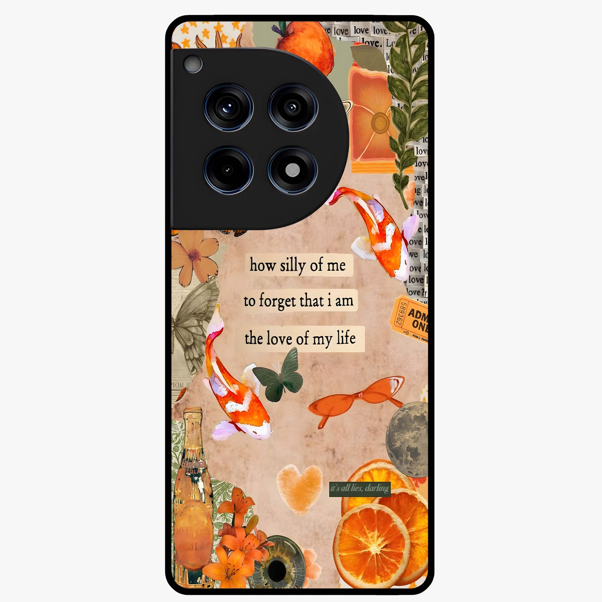 Soft Chaos Aesthetic Glass Case for 1+12R artistic front view featuring abstract chaotic artwork in soft pastel tones