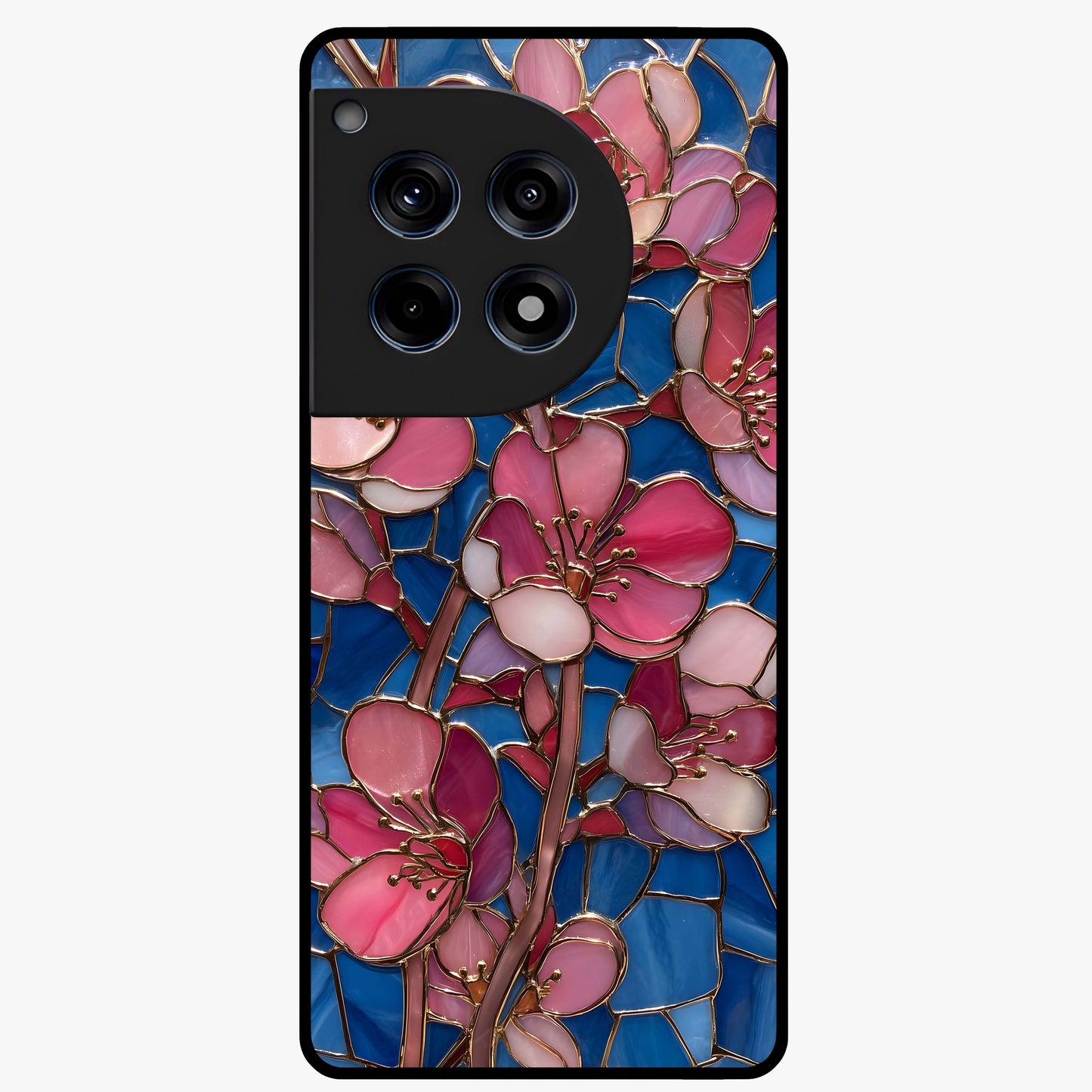 Stained Bloom Grace Glass Case for 1+12R elegant front view featuring stained glass inspired floral artwork