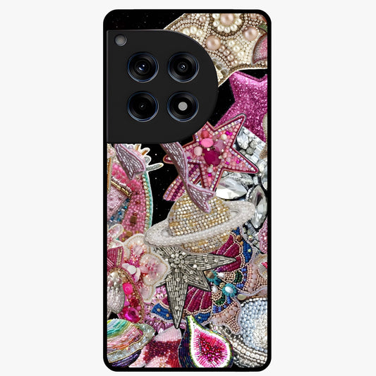 Starlit Jewel Dream Glass Case for 1+12R luxurious front view featuring jewel inspired artwork with star accents