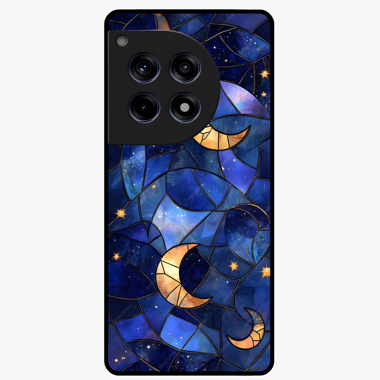 Starlit Sky Tapestry Glass Case for 1+12R elegant front view featuring starry sky artwork in tapestry style
