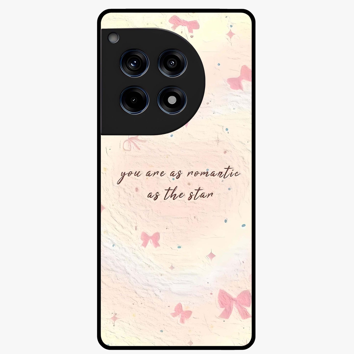 Starry Bow Romance Glass Case for 1+12R charming front view featuring romantic bow artwork with star accents