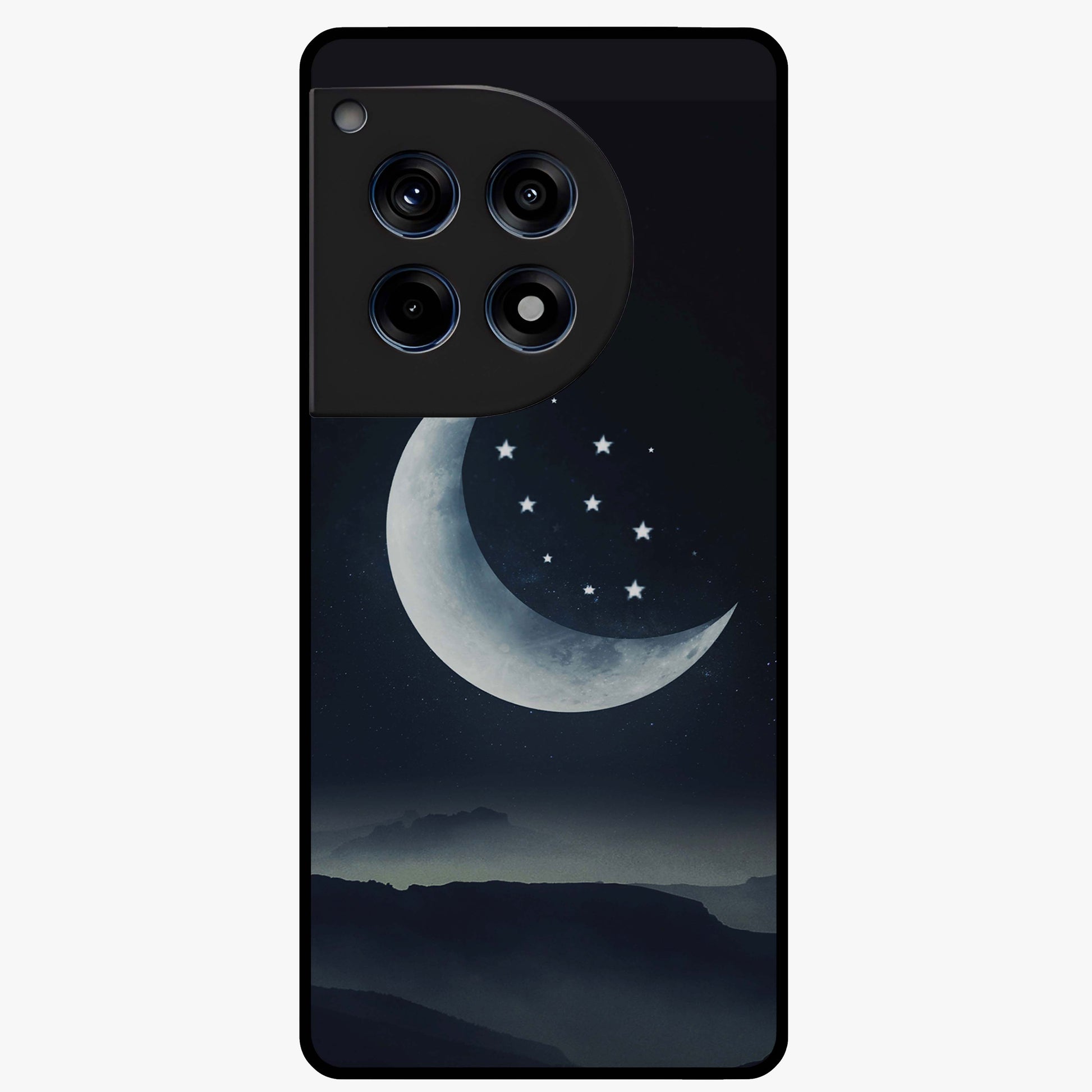 Starry Moon Pattern Glass Case for 1+12R dreamy front view featuring moon and star patterned artwork