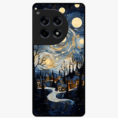 Starry Winter Town Glass Case for 1+12R scenic front view featuring snowy town artwork under sparkling night sky
