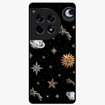 Stars and Planets Brooches Glass Case for 1+12R elegant front view featuring celestial jewelry inspired artwork