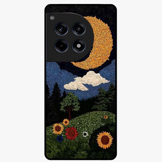 Sun and Moon Magic Design Glass Case for 1+12R artistic front view featuring symbolic sun and moon artwork
