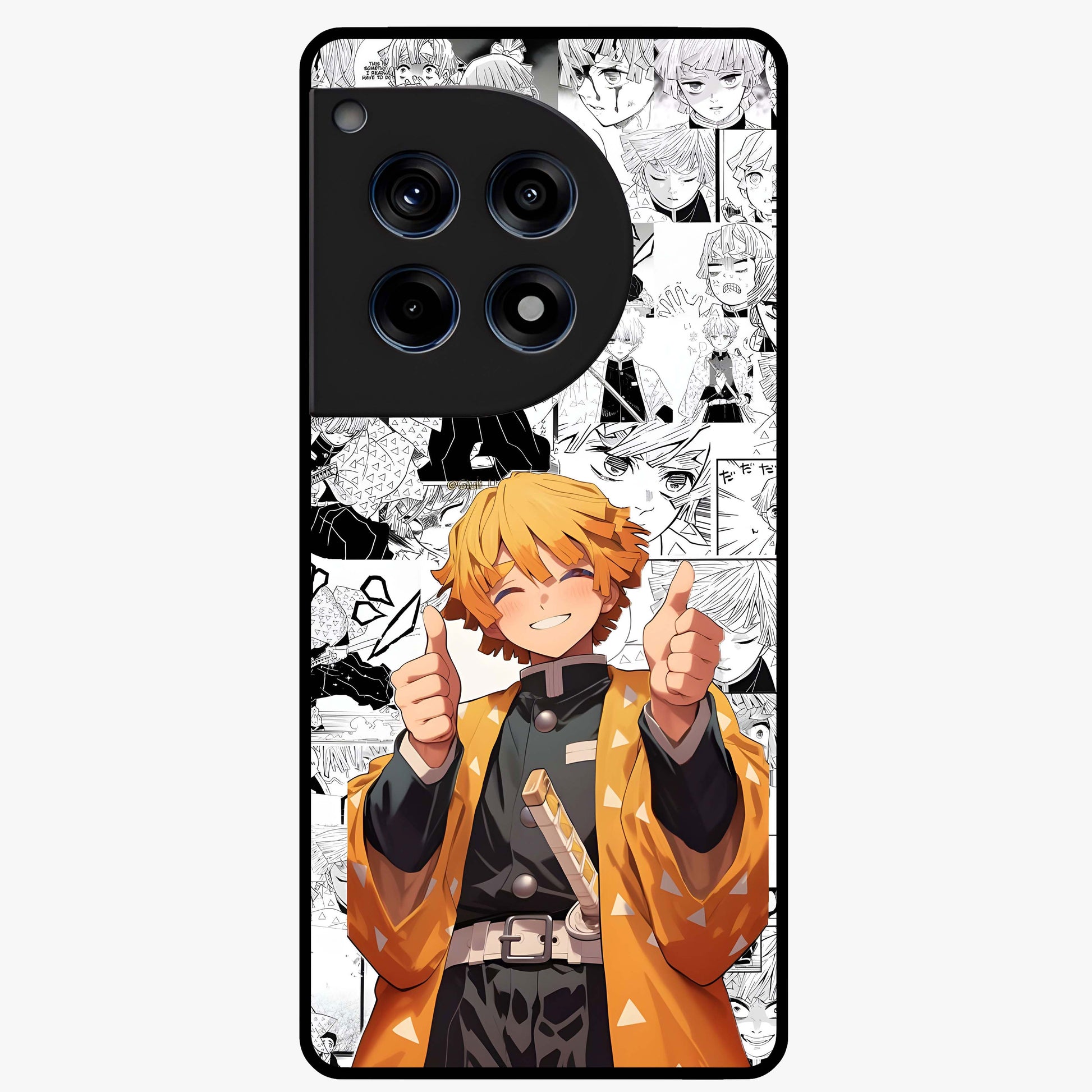 Thunder Smile Hero Glass Case for 1+12R bold front view featuring powerful hero inspired artwork with electric tones
