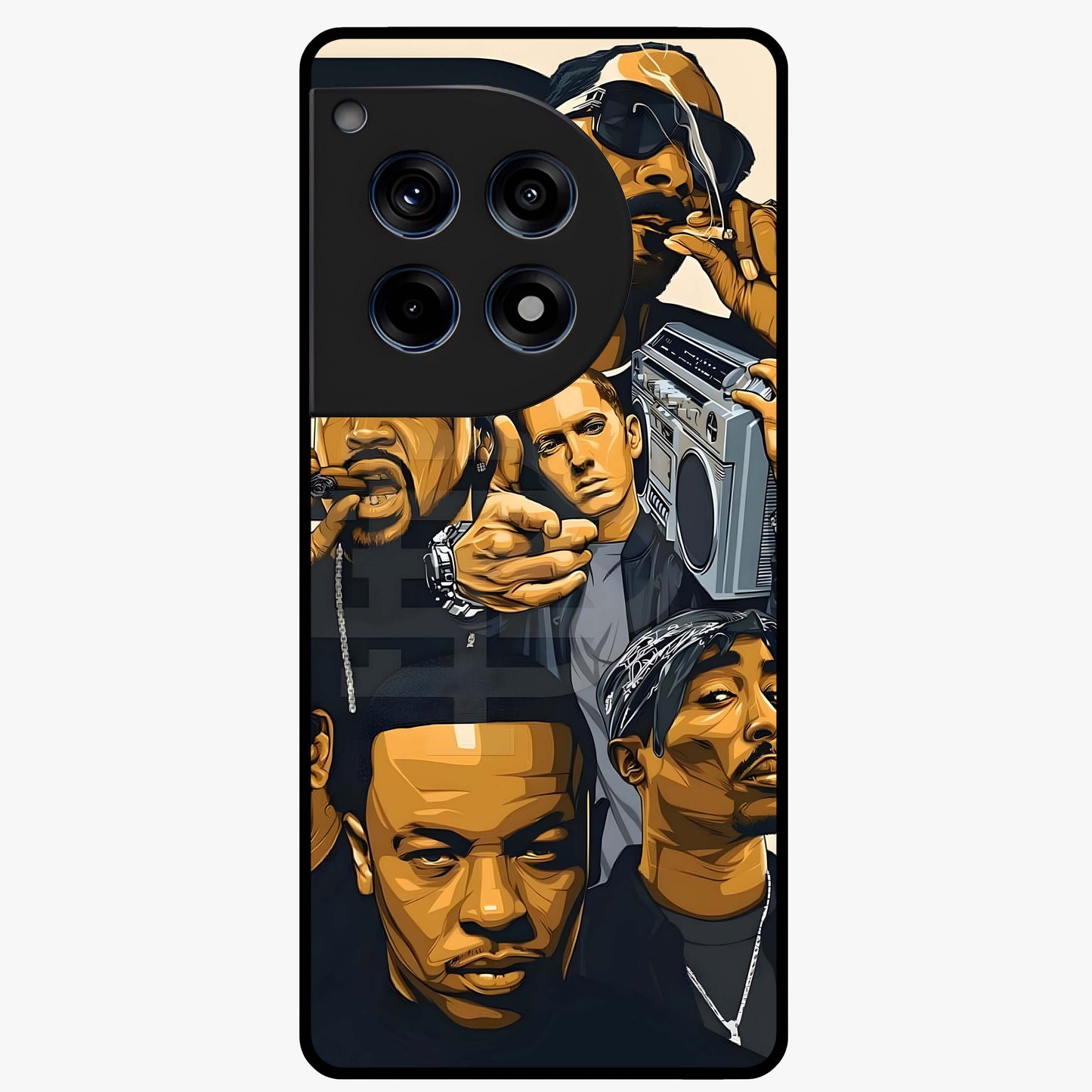 Urban Rap Legends Glass Case for 1+12R bold front view featuring street inspired music artwork