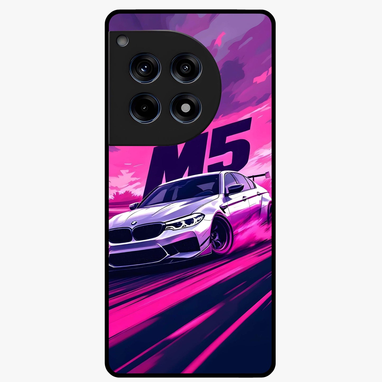 Velocity Drift Pulse Glass Case for 1+12R dynamic front view featuring racing inspired motion artwork