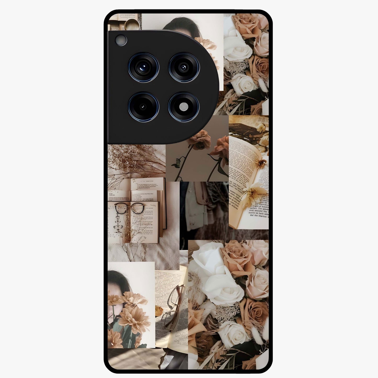 Vintage Bloom Story Glass Case for 1+12R elegant front view featuring classic floral artwork with nostalgic vibe