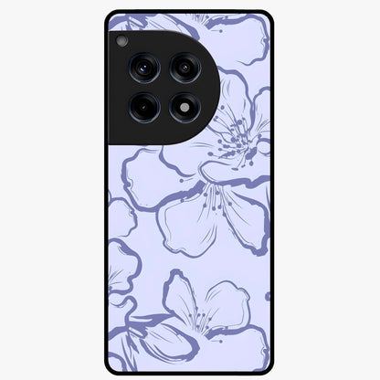 Violet Sketch Garden Glass Case for 1+12R artistic front view featuring floral sketch artwork in violet tones