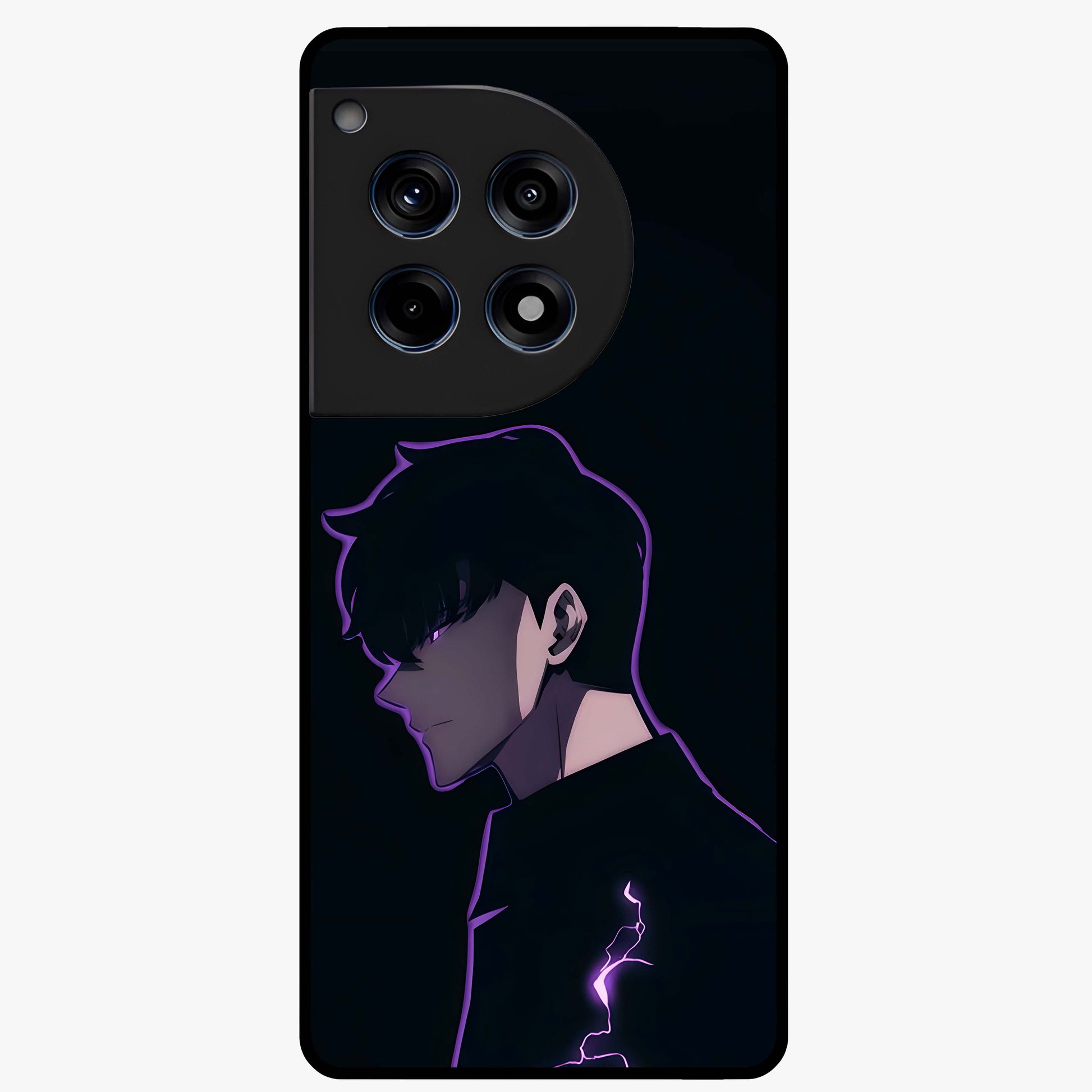 Void Lightning Phantom Glass Case for 1+12R electrifying front view featuring lightning inspired dark artwork