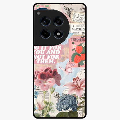 Whimsical Vintage Aesthetic Glass Case for 1+12R charming front view featuring dreamy retro inspired artwork